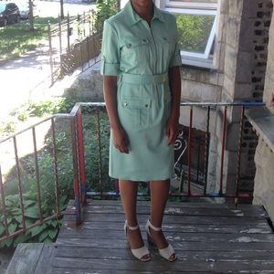 Dress Turquoise Teal Blue w/ Gold Accent